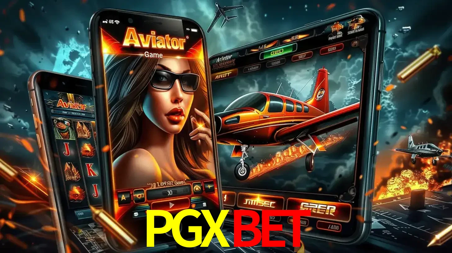 O popular jogo de apostas Aviator exibido em vários celulares e tablets, mostrando a interface emocionante e a ação de voo disponíveis para jogar agora no PGXBET.