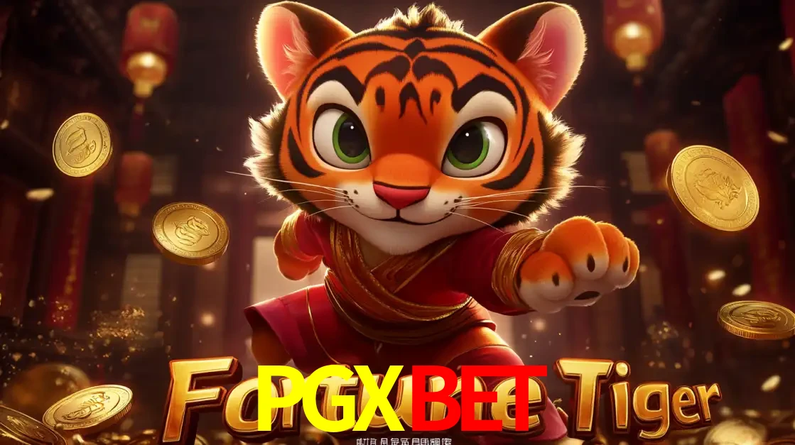 O carismático mascote do jogo de slot Fortune Tiger, um tigre fofo em pose de artes marciais, pronto para trazer sorte e multiplicadores de ganhos no cassino online PGXBET.