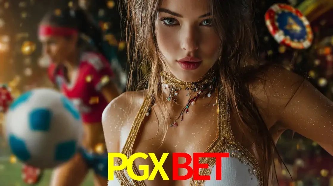 Mulher elegante representando a combinação de glamour e emoção das apostas esportivas, com uma jogadora de futebol ao fundo, destacando a ação no PGXBET.