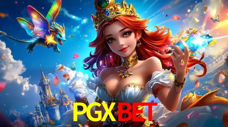 A princesa de um reino de fantasia mágico, com seu pequeno dragão, apresentando um mundo de prêmios encantados nos jogos de caça-níqueis do cassino PGXBET.